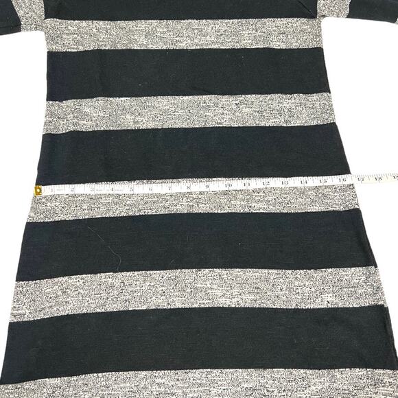 J. Crew Dress 3/4 Sleeve Heather Stripe Knit Button Detail Womens XXS Black Grey - Picture 6 of 12
